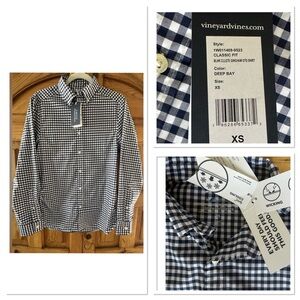 Navy Gingham Vineyard Vines OTG Performance Classic Fit Men's XS Shirt NWT